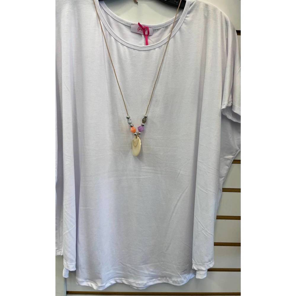 NEW YOLLY woven tee with necklace in white